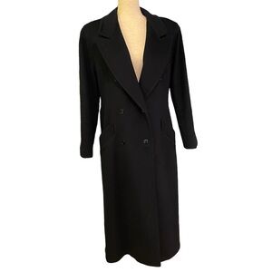 Vintage Woman's All Wool Navy Double Breasted Heavy Lined Coat Dry Clean Large